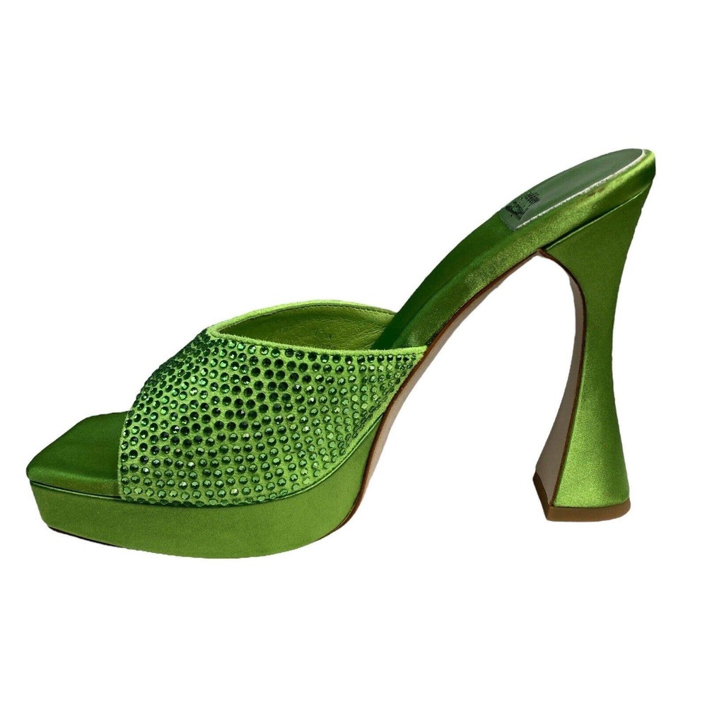 Jeffrey Campbell HollywoodJ Pumps Size 8.5 Green Block Heel Bedazzled Rhinestone